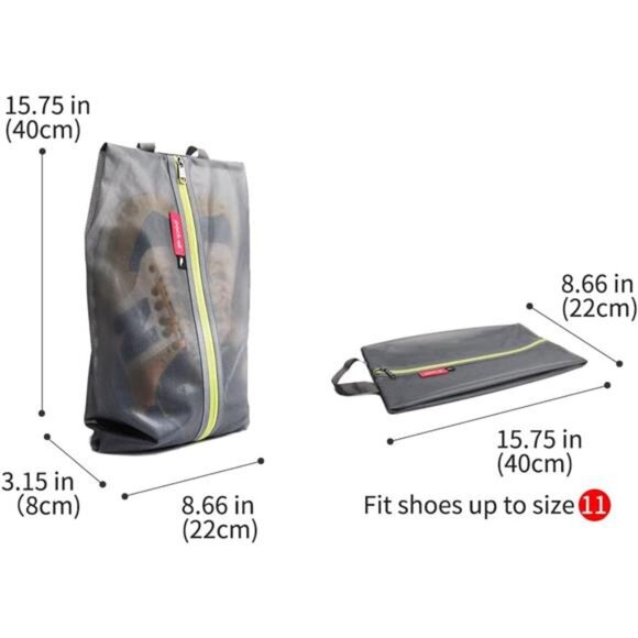 Water Resistant Travel Shoe Bags, Shoe Storage Organizer Shoe Pouch with Zipper - Picture 3 of 6